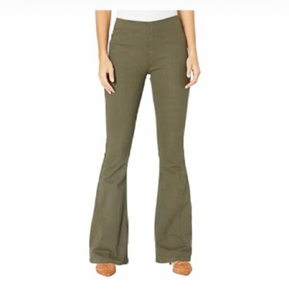 Rock and Roll Denim Bargain Bell Pull On Flare Jeans Olive Green 33x34